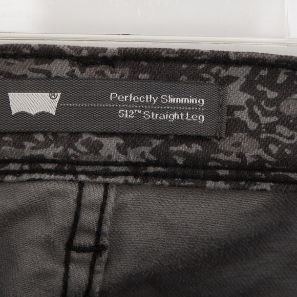 Levis Perfectly Slimming 512 pattern straight leg statement jean charcoal gray 4 - Picture 9 of 10